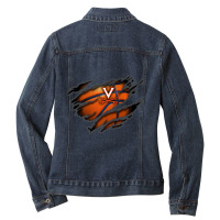 Virginia Cavaliers Tearing Basketball Ladies Denim Jacket | Artistshot