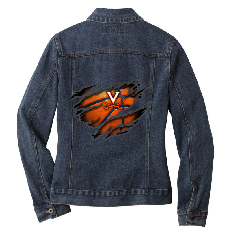 Virginia Cavaliers Tearing Basketball Ladies Denim Jacket by Kuwannin528 | Artistshot