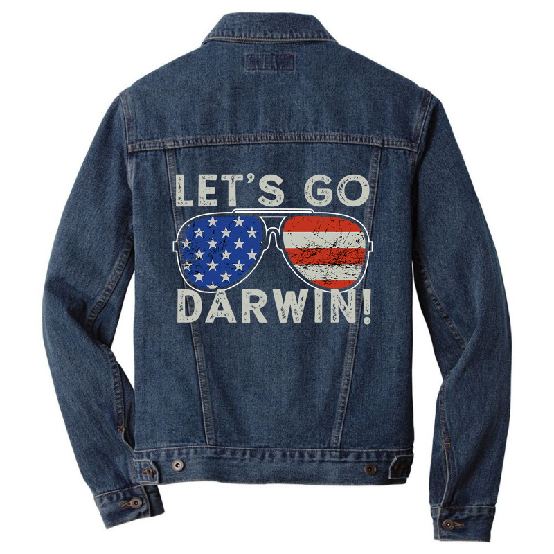 Aviator Sunglasses American Flag Let’s Go Darwin Men Denim Jacket by new121 | Artistshot