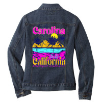 Heads Carolina Tail California Western Summer Beach Paradise T Shirt Ladies Denim Jacket | Artistshot