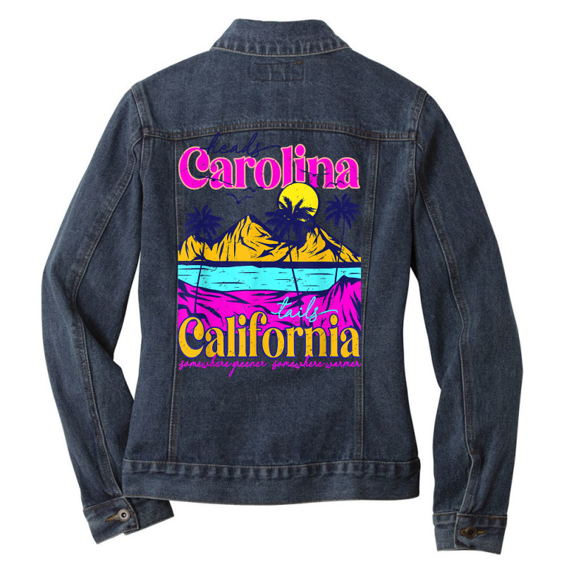 Heads Carolina Tail California Western Summer Beach Paradise T Shirt Ladies Denim Jacket by cm-arts | Artistshot