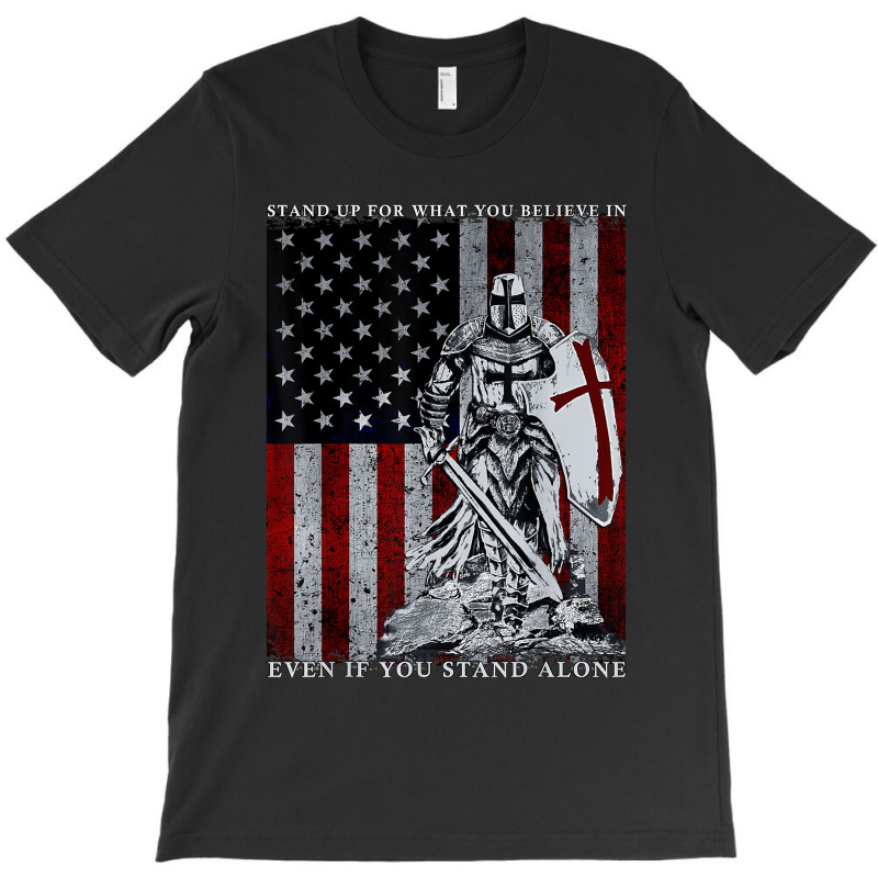 Knight Templar American Flag Crusader T-shirt | Artistshot