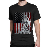 Knight Templar American Flag Crusader Classic T-shirt | Artistshot