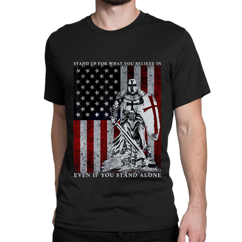 Knight Templar American Flag Crusader Classic T-shirt | Artistshot