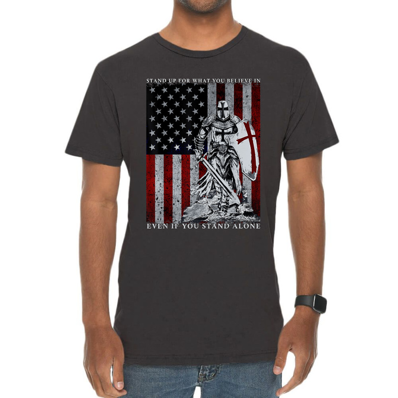 Knight Templar American Flag Crusader Vintage T-shirt | Artistshot