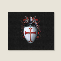 Knights Templar Flag Helmet Cross Sword Gift Landscape Canvas Print | Artistshot