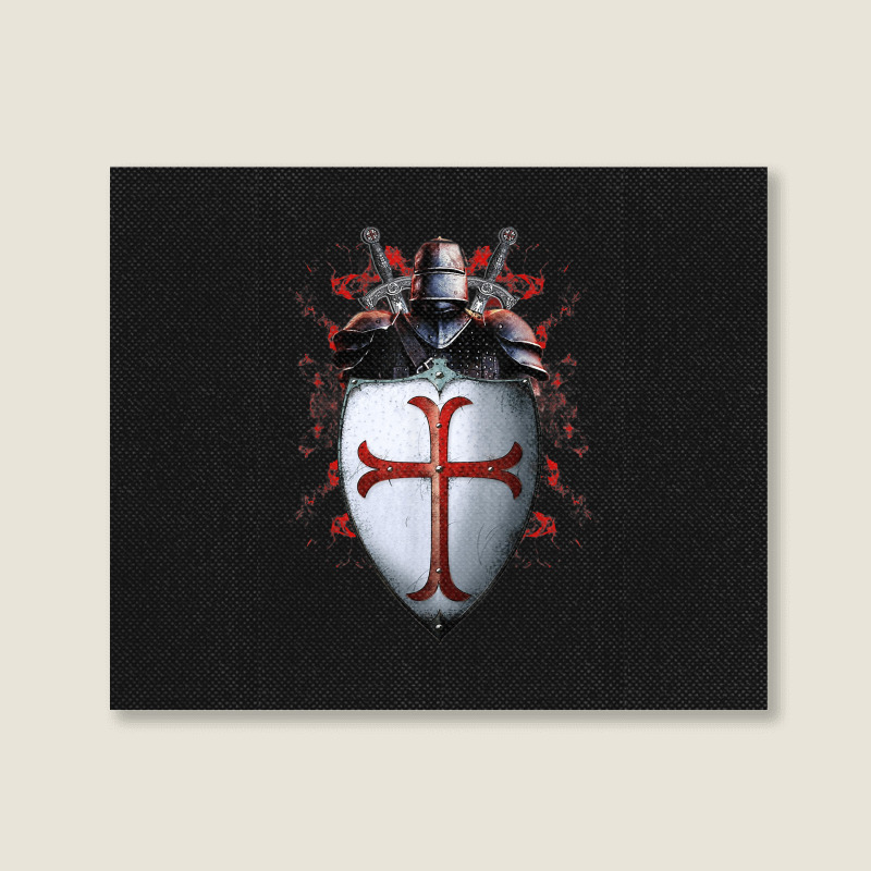 Knights Templar Flag Helmet Cross Sword Gift Landscape Canvas Print | Artistshot