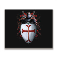 Knights Templar Flag Helmet Cross Sword Gift Metal Print Horizontal | Artistshot