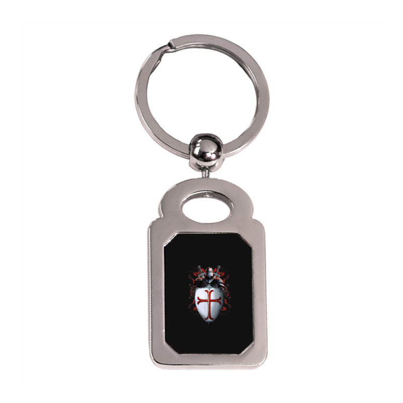 Knights Templar Flag Helmet Cross Sword Gift Silver Rectangle Keychain | Artistshot