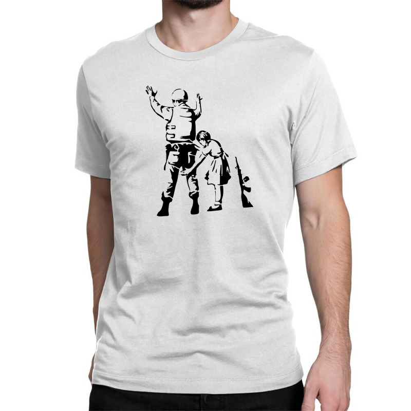 Banksy-girl-searching-soldier Classic T-shirt | Artistshot