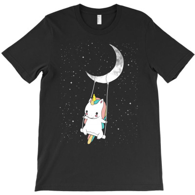 Cute Unicorn Swinging In Front Of The Moon T-shirt Designed By Kevin Acen