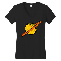 Simple Retro Cartoon Saturn Space Sci Fi Women's V-neck T-shirt | Artistshot