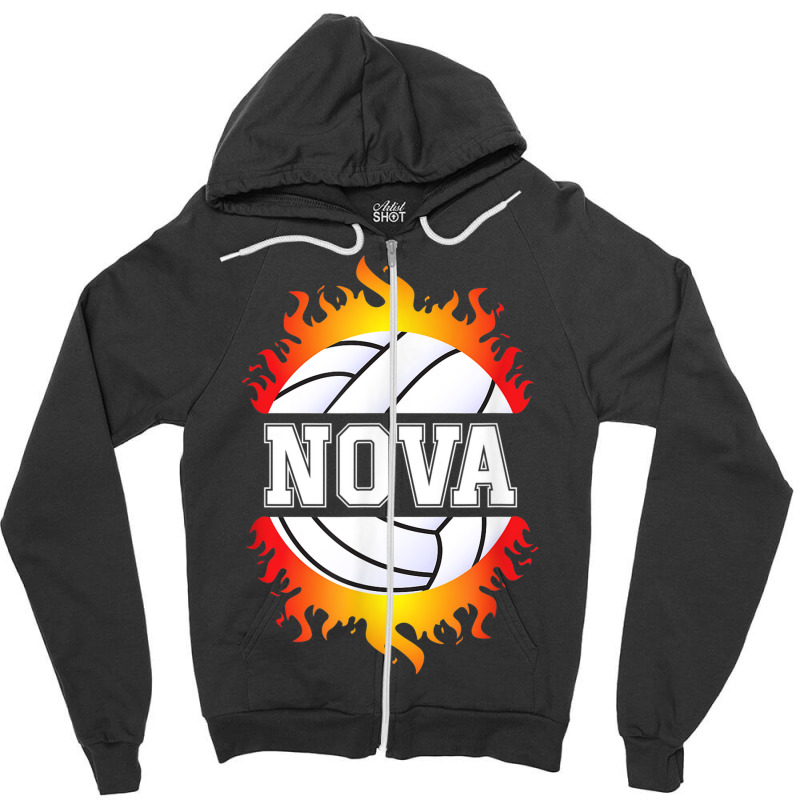 Nova Name Volleyball Player Girls Ball And Net Sports Fan Zipper Hoodie by Complete | Artistshot