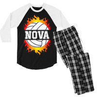 Nova Name Volleyball Player Girls Ball And Net Sports Fan Men's 3/4 Sleeve Pajama Set | Artistshot