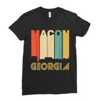 Retro 1970's Style Macon Georgia Skyline T Shirt Ladies Fitted T-shirt | Artistshot