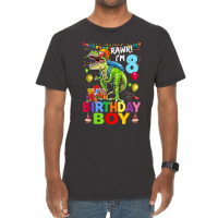 Rawr! I'm 8 Birthday Boy Dinosaur T-rex Themed 8th Birthday Vintage T-shirt | Artistshot