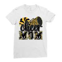 Cheer Mom Black Gold Leopard Cheer Poms & Megaphone T Shirt Ladies Fitted T-shirt | Artistshot