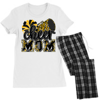 Cheer Mom Black Gold Leopard Cheer Poms & Megaphone T Shirt Women's Pajamas Set | Artistshot