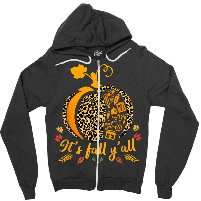 Thanksgiving Nurse Cute Health Worker Leopard Pumpkin Women Zipper Hoodie | Artistshot