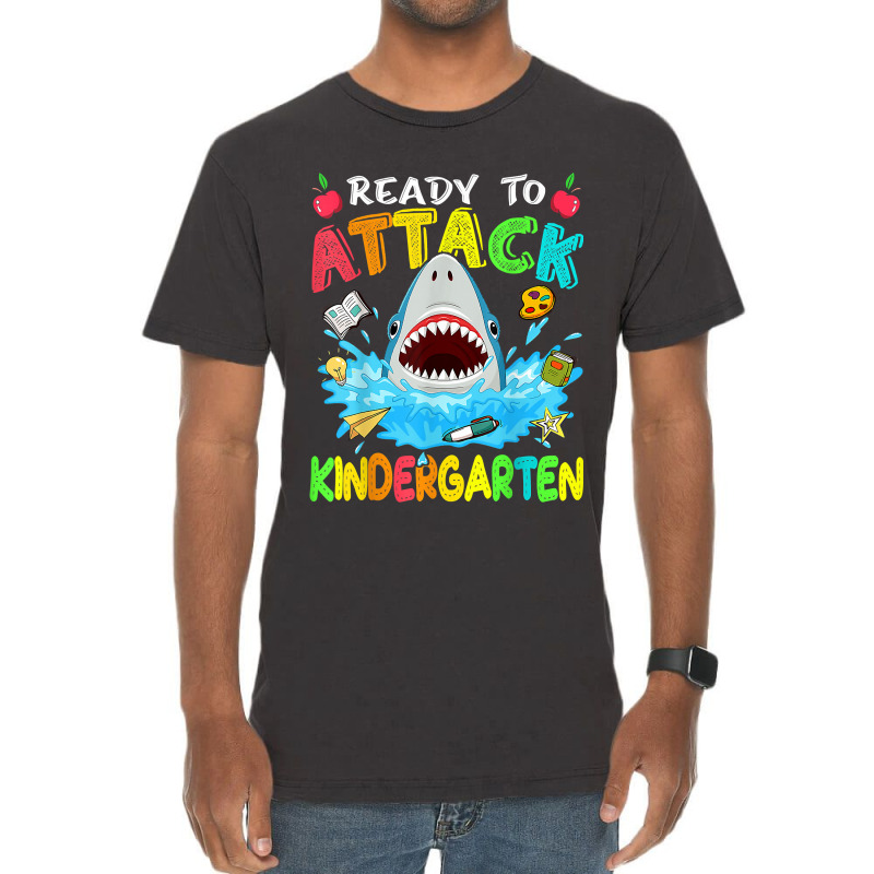 Ready To Attack Kindergarten Shark Back To School Boys Kids Vintage T-shirt | Artistshot