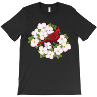 Red Cardinal Bird & Pink Dogwood Flower T-shirt | Artistshot