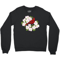 Red Cardinal Bird & Pink Dogwood Flower Crewneck Sweatshirt | Artistshot