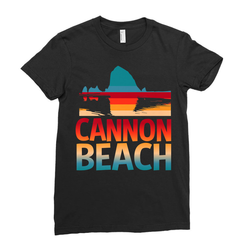 Cannon Beach Skyline Oregon Haystack Rock Souvenir Gifts Premium T Shi Ladies Fitted T-Shirt by cm-arts | Artistshot