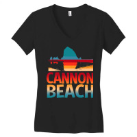 Cannon Beach Skyline Oregon Haystack Rock Souvenir Gifts Premium T Shi Women's V-neck T-shirt | Artistshot