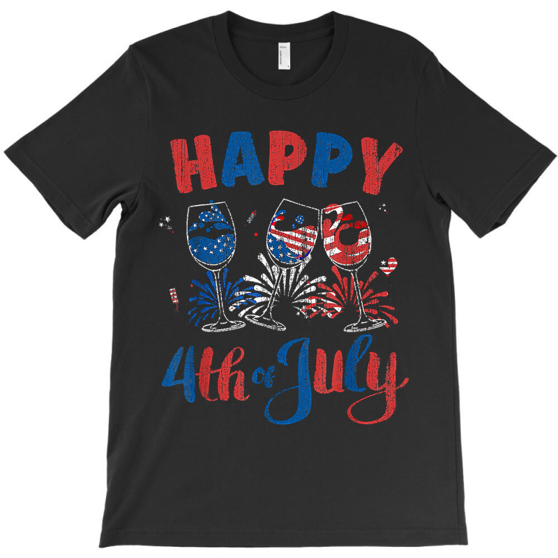 Red White Blue Wine Glass Usa Flag Happy 4th Of July T-shirt | Artistshot