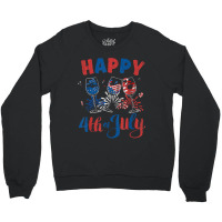 Red White Blue Wine Glass Usa Flag Happy 4th Of July Crewneck Sweatshirt | Artistshot