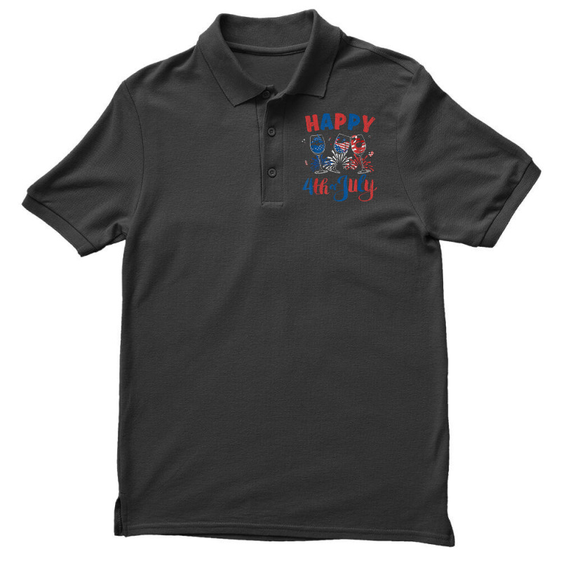 Red White Blue Wine Glass Usa Flag Happy 4th Of July Men's Polo Shirt | Artistshot