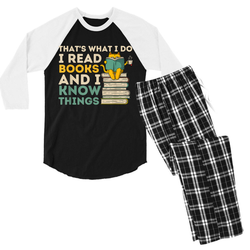 That's What I Do Reading Cat - Funny Book & Cat Lover Men's 3/4 Sleeve Pajama Set | Artistshot