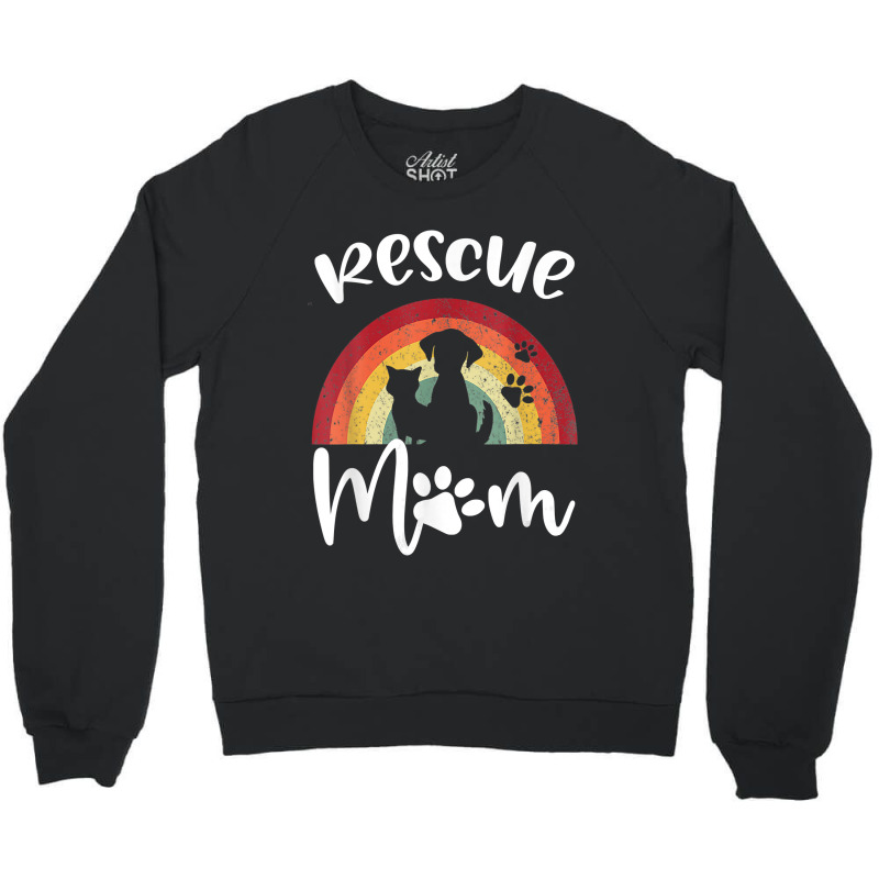 Rescue Mom Dog And Cat Rainbow Vintage V Neck Crewneck Sweatshirt | Artistshot