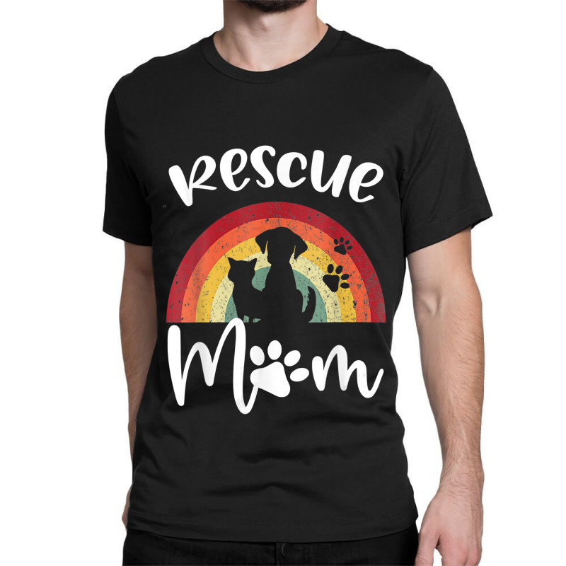 Rescue Mom Dog And Cat Rainbow Vintage V Neck Classic T-shirt | Artistshot