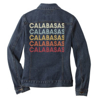 Calabasas California Calabasas Ca Retro Vintage Text Long Sleeve T Shi Ladies Denim Jacket | Artistshot