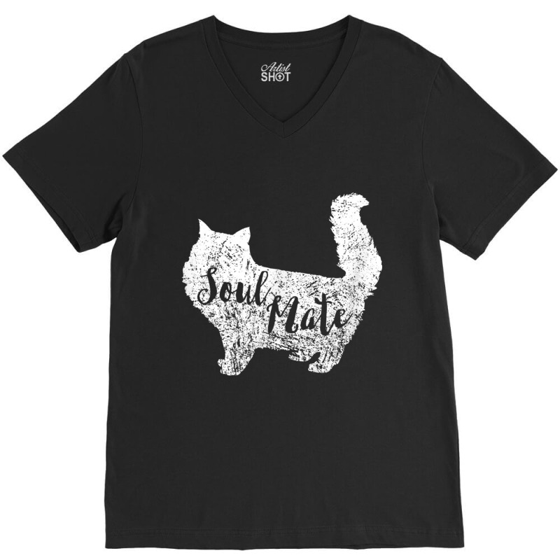 Soul Mate Cat T Shirt Distressed Vintage Look V-Neck Tee by cm-arts | Artistshot