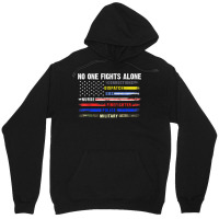 No-one Fight Alone First-responder Heroes Usa American Flag Unisex Hoodie | Artistshot