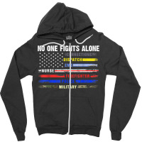 No-one Fight Alone First-responder Heroes Usa American Flag Zipper Hoodie | Artistshot