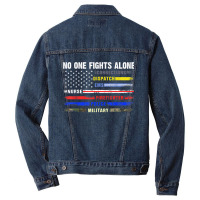 No-one Fight Alone First-responder Heroes Usa American Flag Men Denim Jacket | Artistshot