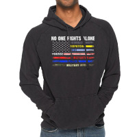 No-one Fight Alone First-responder Heroes Usa American Flag Vintage Hoodie | Artistshot