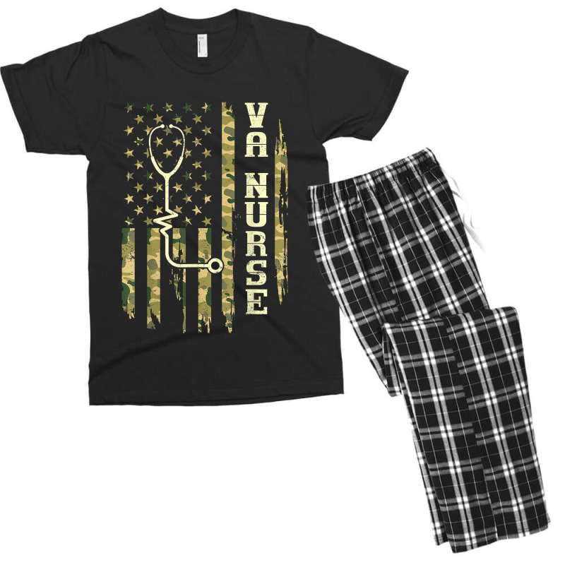 Va Nurse Camouflage American Flag Patriotic Medical Worker Men's T-shirt Pajama Set | Artistshot