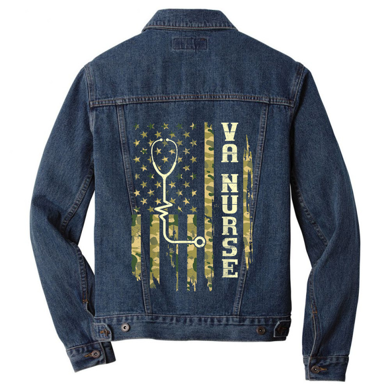 Va Nurse Camouflage American Flag Patriotic Medical Worker Men Denim Jacket | Artistshot