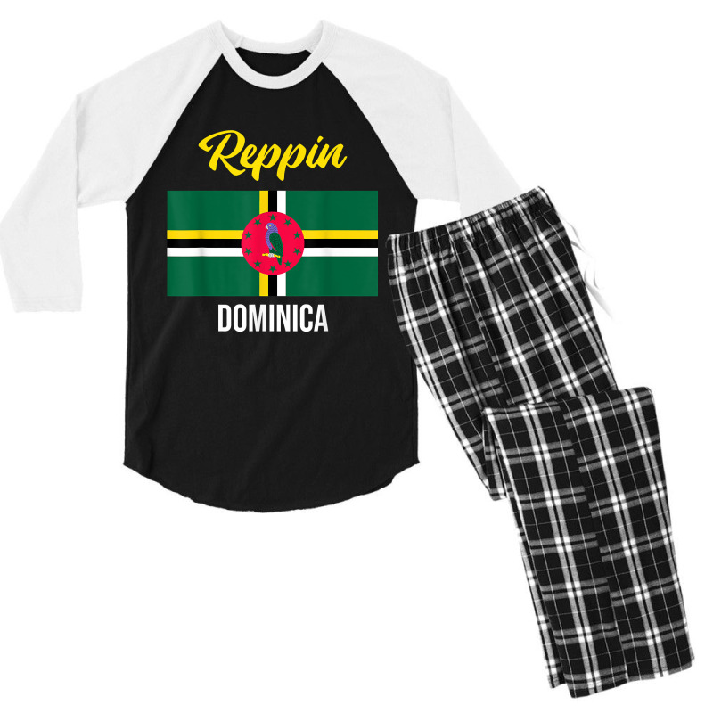 Dominica Flag Reppin West Indies Vacation Men's 3/4 Sleeve Pajama Set by JustinStringer | Artistshot