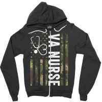 Va Nurse Camouflage American Flag Patriotic Medical Workers Zipper Hoodie | Artistshot