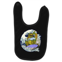 Surfing T-rex With A Gun, Surfing T-rex, Gigantic Surfing T-rex, Surfi Baby Bibs | Artistshot