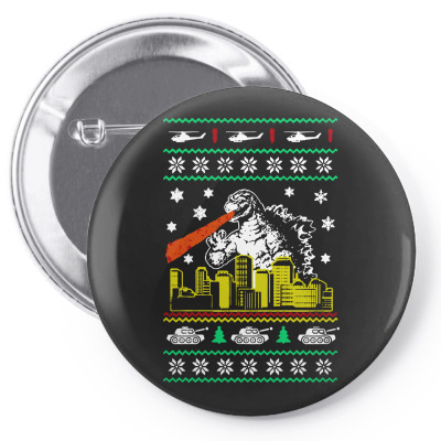 Godzilla Ugly Christmas Pin-back Button Designed By Ande Ande Lumut