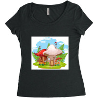 Isolated-fantasy-mushroom-house-- Women's Triblend Scoop T-shirt | Artistshot