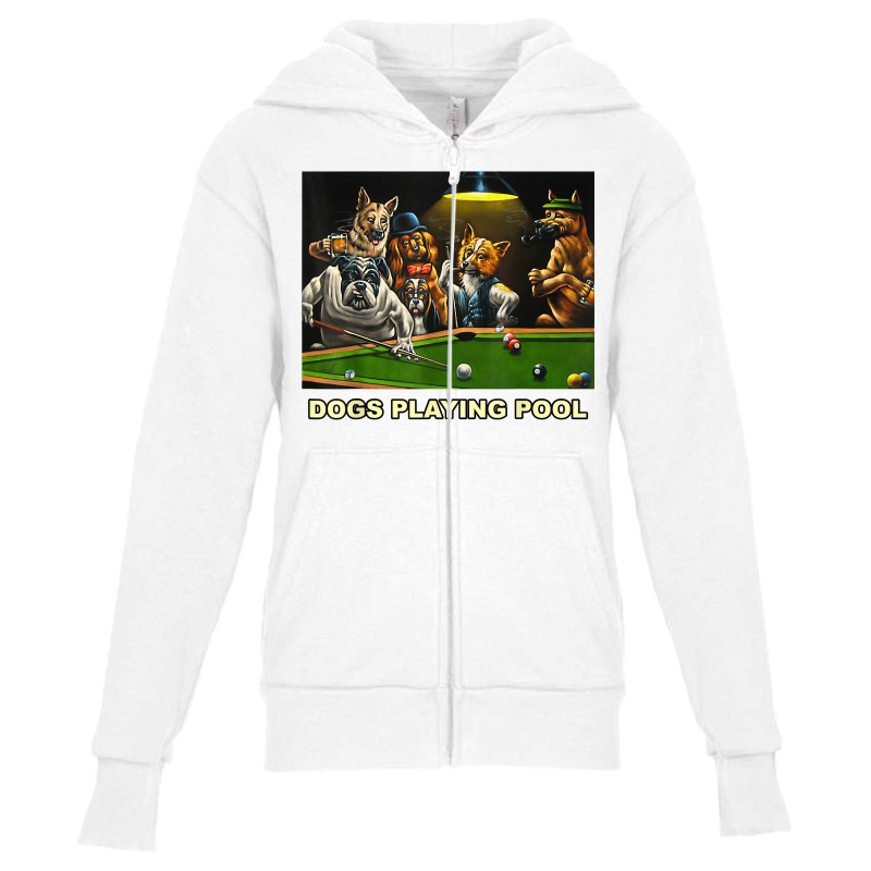 Dogs Playing Pool Art Work Puppies Snooker Pocket Billiards T Shirt Youth Zipper Hoodie by cm-arts | Artistshot