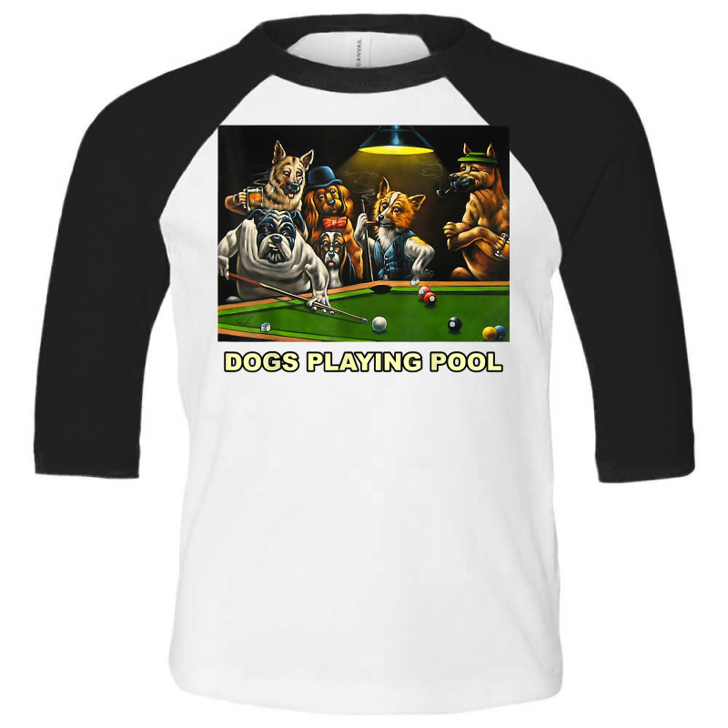 Dogs Playing Pool Art Work Puppies Snooker Pocket Billiards T Shirt Toddler 3/4 Sleeve Tee by cm-arts | Artistshot