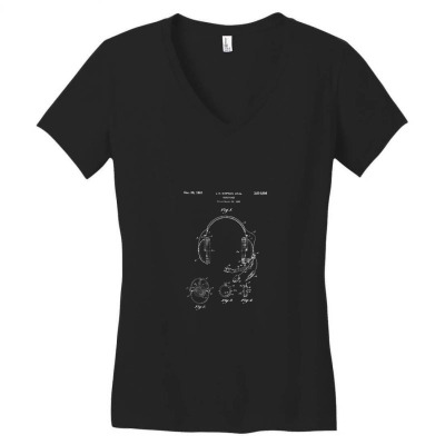 Headphones Patent Blueprint Women's V-neck T-shirt Designed By Hatetheme